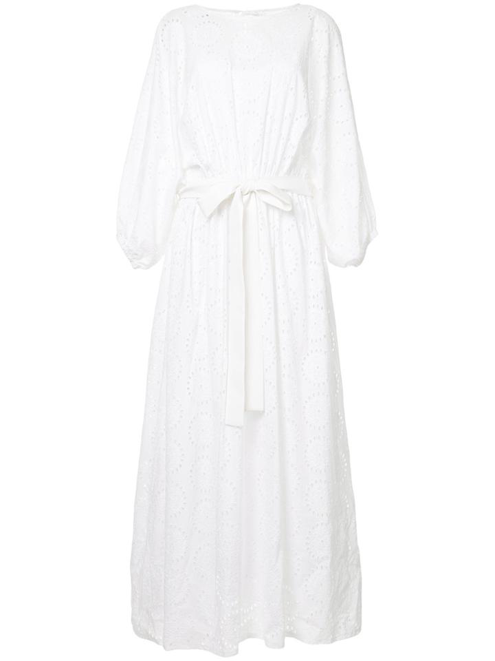 N Duo Embroidered Belted Long Dress - White