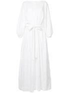 N Duo Embroidered Belted Long Dress - White