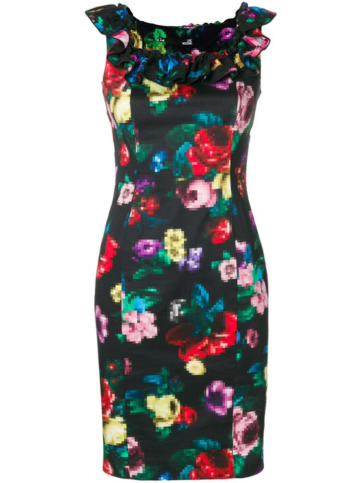 Love Moschino Pixilated Flower Dress - Black