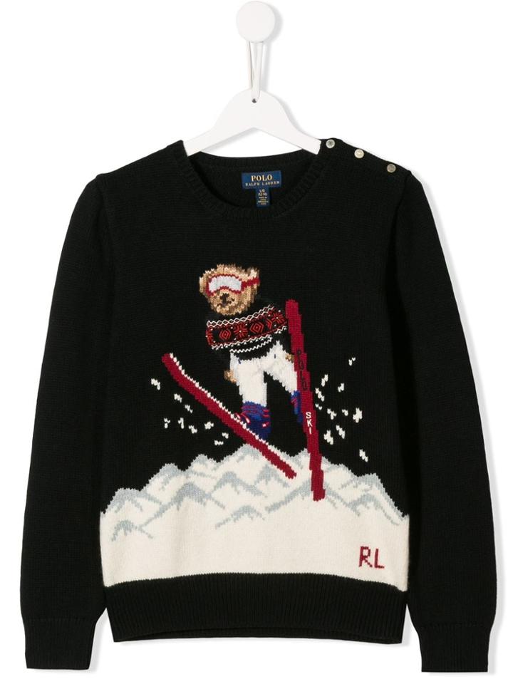 Ralph Lauren Kids Teen Bear Print Jumper - Black