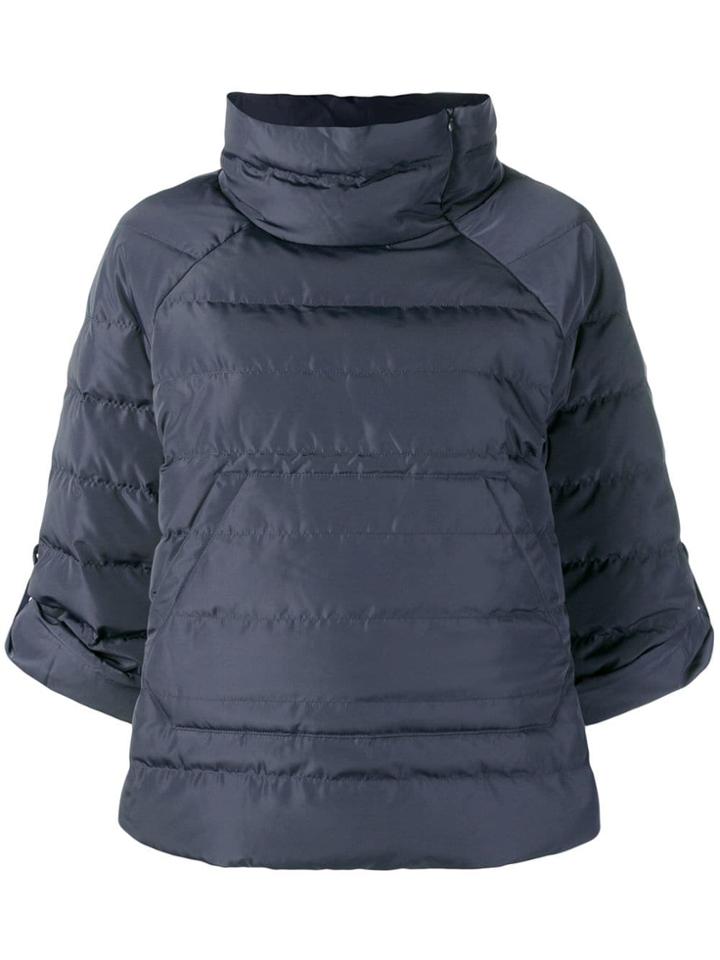 Semicouture Cropped Sleeve Pullover Jacket - Blue