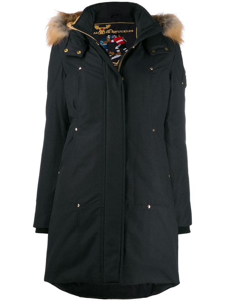 Moose Knuckles Fur-trimmed Parka Coat - Blue