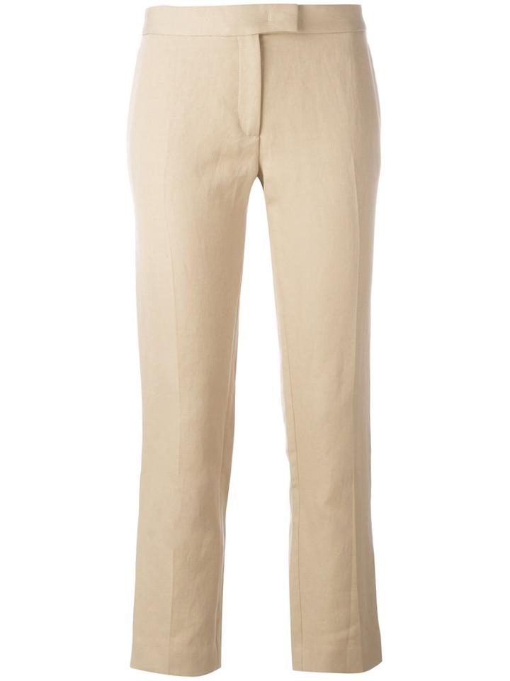 Joseph Cropped Flared Trousers, Women's, Size: 40, Nude/neutrals, Cotton/ramie