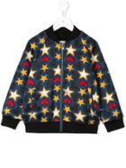 Stella Mccartney Kids Hearts And Stars Bomber Jacket - Blue