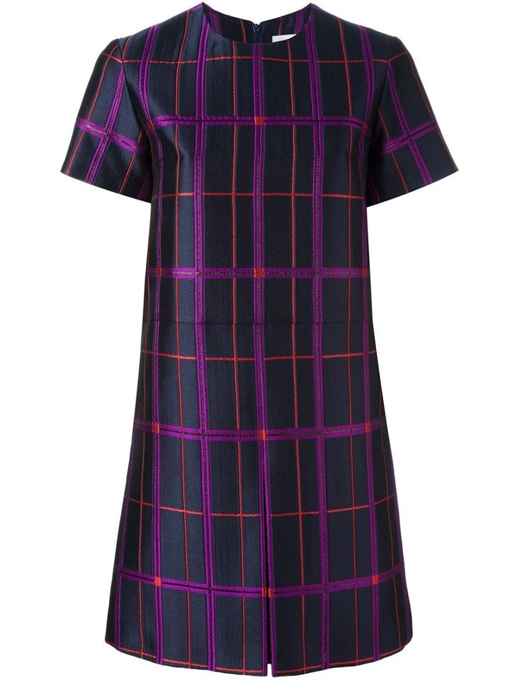 Carven Checked Dress, Women's, Size: 40, Blue, Polyester/polyamide/acetate/viscose