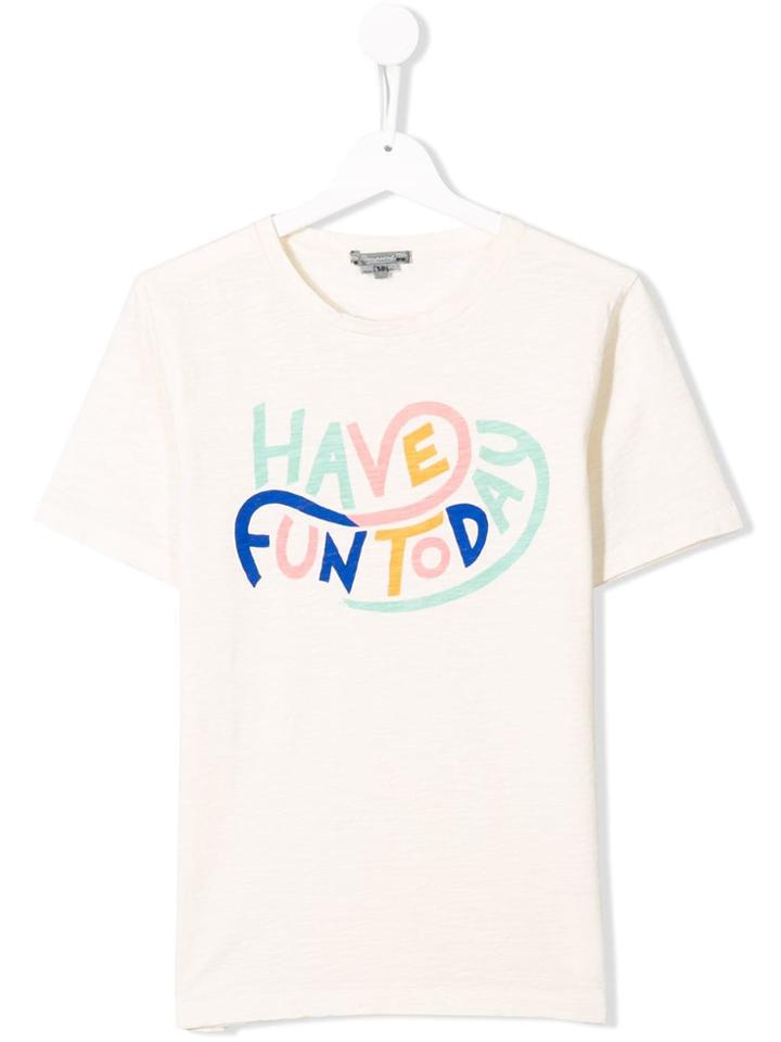Bonpoint Teen Slogan Print T-shirt - Neutrals