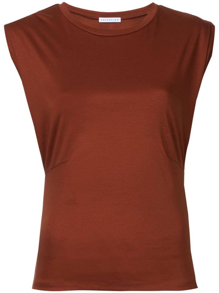 Estnation - Gathered Detail T-shirt - Women - Cotton - 38, Brown, Cotton