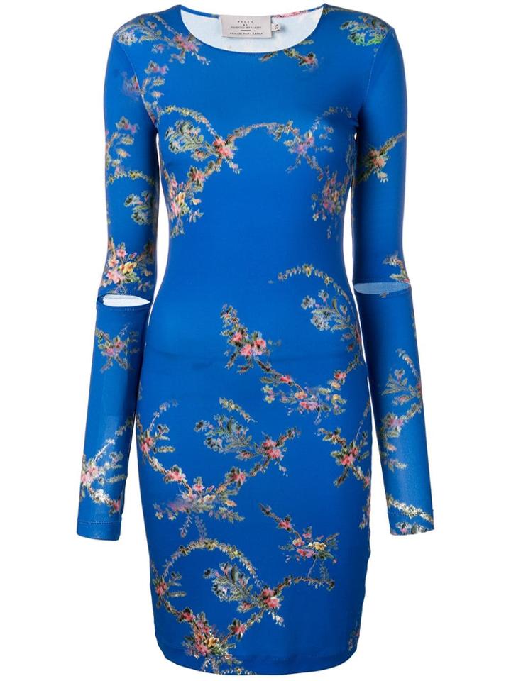 Preen By Thornton Bregazzi Floral Print Mini Dress - Blue