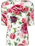 Dolce & Gabbana Rose & Peony-print Blouse - White