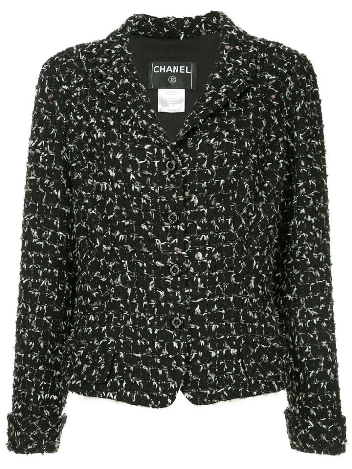 Chanel Vintage Tweed Fitted Blazer - Black