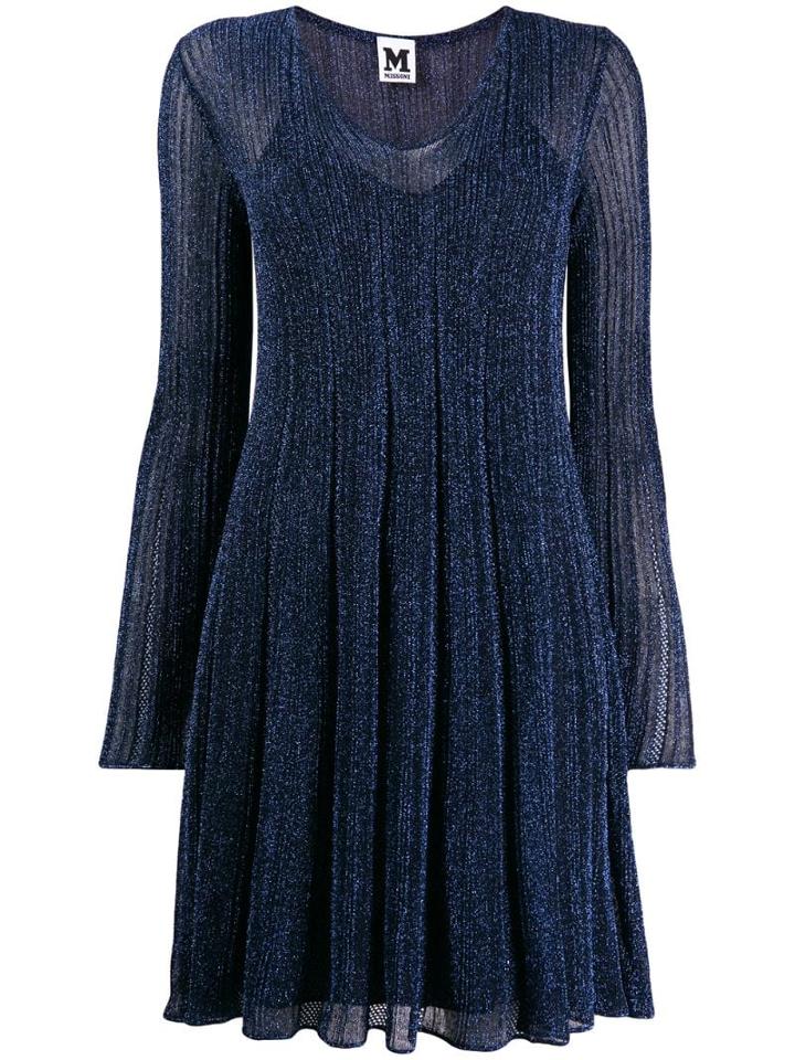 M Missoni Metallic V-neck Dress - Blue