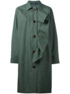 Sofie D'hoore Ruffle Trim Buttoned Coat, Women's, Size: 40, Green, Cotton