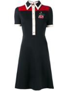 Gucci Rose Embroidered Polo Dress, Women's, Size: Small, Blue, Wool/nylon/polyester/spandex/elastane