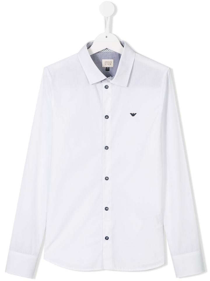 Armani Junior Embroidered Logo Shirt, Boy's, Size: 15 Yrs, White