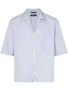Portvel Zip Up Cotton Shirt - Blue