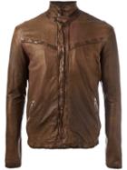 Giorgio Brato Zipped Jacket, Men's, Size: 52, Brown, Leather/cotton