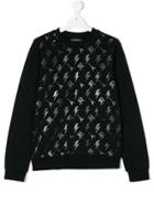 John Richmond Kids Teen Metallic Logo Print Sweatshirt - Black