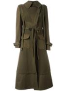 Alexander Mcqueen Box Pleat Military Coat, Women's, Size: 42, Green, Virgin Wool/cotton/cupro