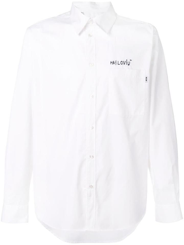 Msgm Embroidered Pocket Shirt - White