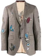 Etro Check Jacket With Embroidery - Neutrals