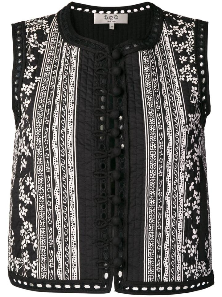 Sea Patterned Vest - Black