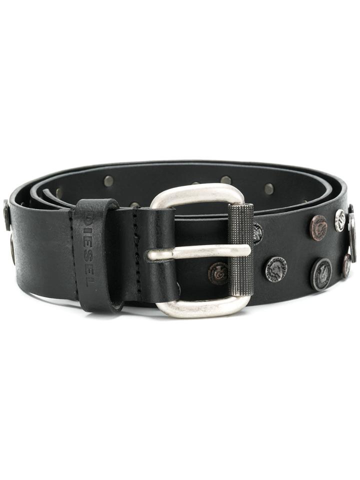Diesel Embossed Coin Belt - Black
