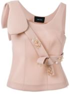Simone Rocha Embellished Bow Detail Top, Women's, Size: 8, Pink/purple, Polyester/acetate