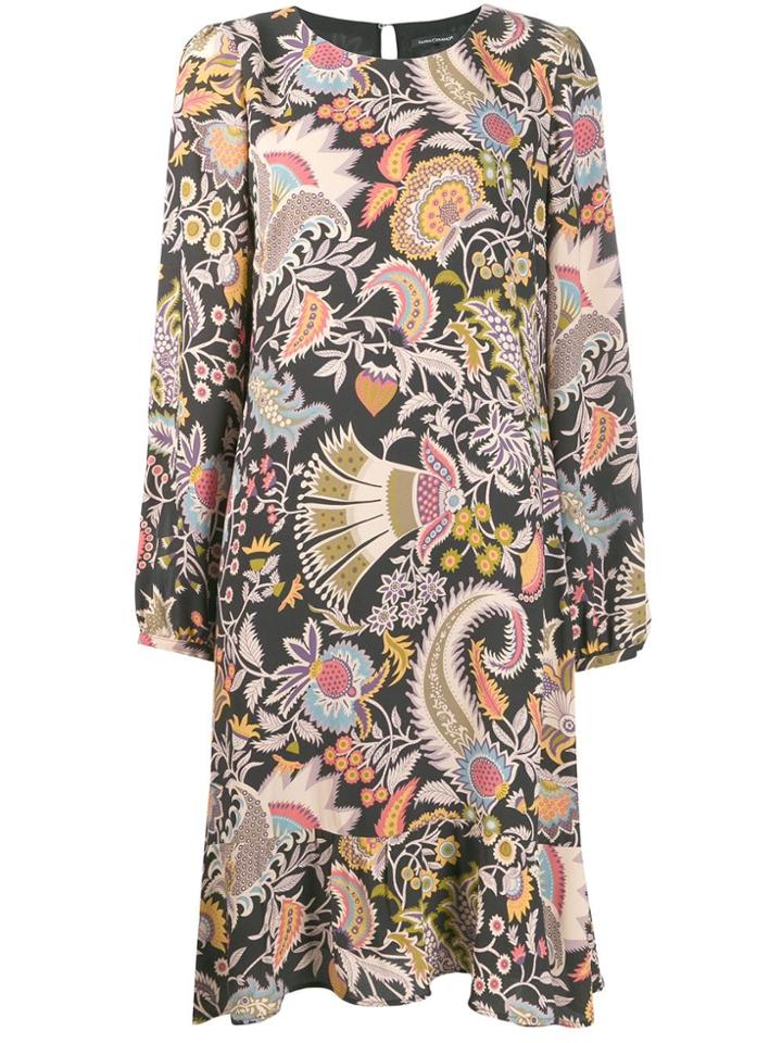 Luisa Cerano Floral Print Midi Dress - Black