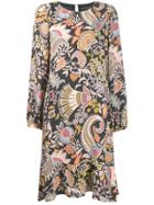 Luisa Cerano Floral Print Midi Dress - Black
