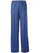 P.a.r.o.s.h. Printed Stars Flared Pants, Women's, Blue, Silk