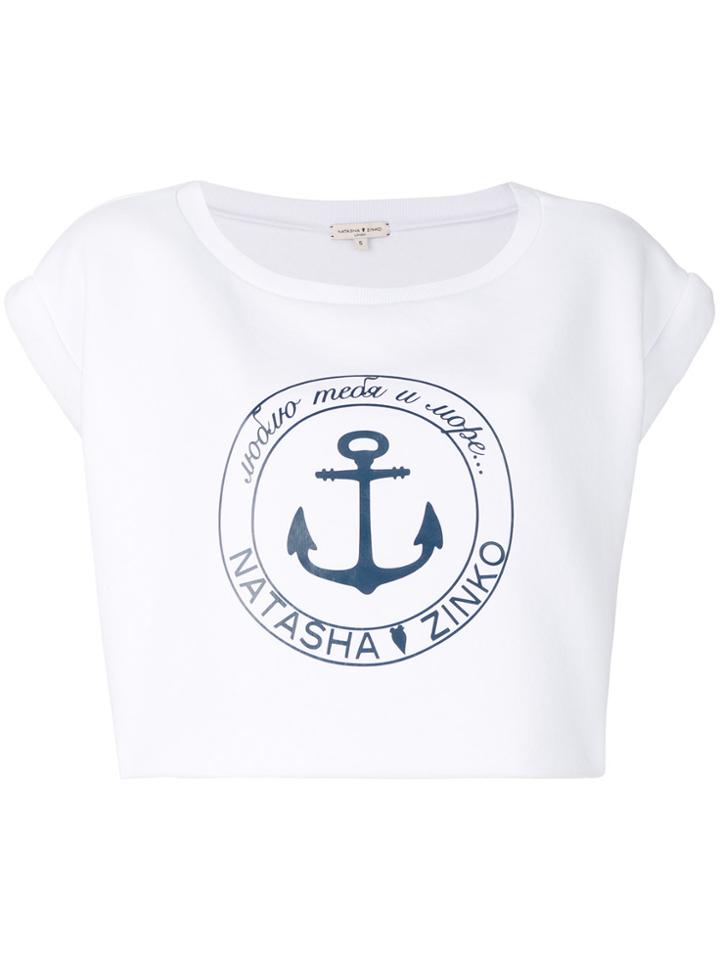 Natasha Zinko Printed Cropped T-shirt - White