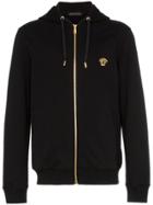 Versace Medusa Embroidered Zip Up Hooded Jumper - Black