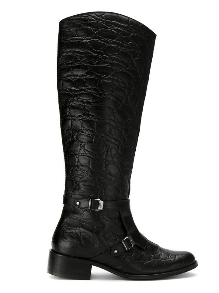 Mara Mac Textured Leather Boots - Black