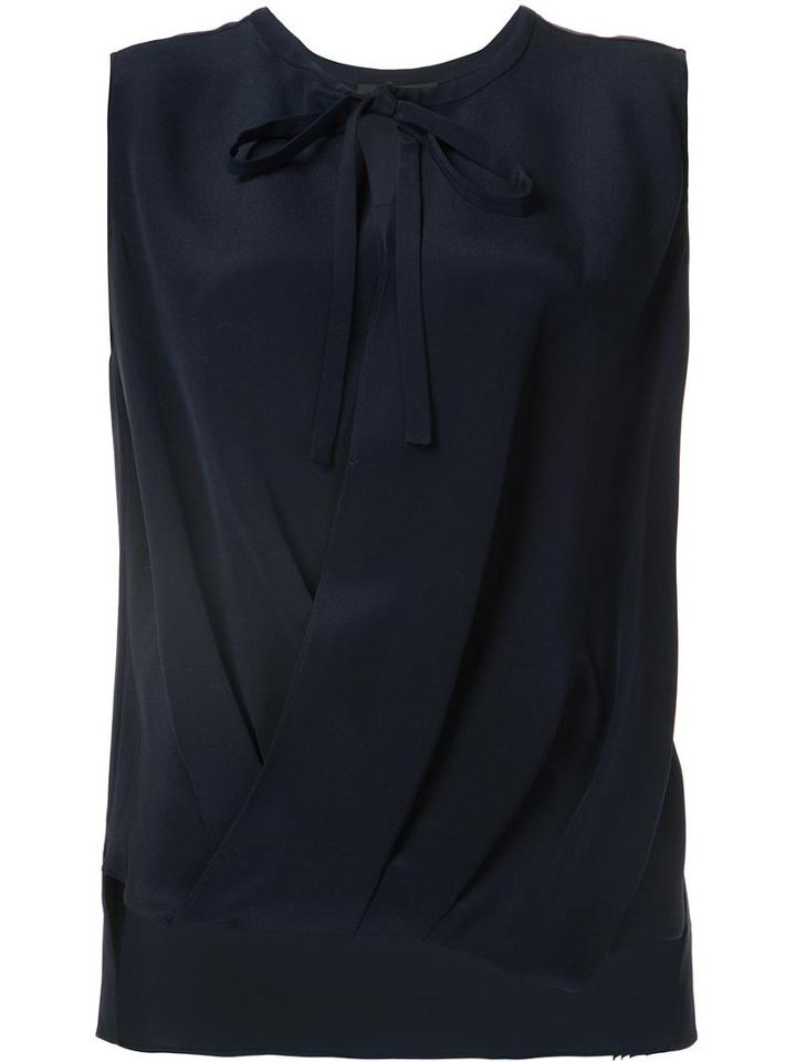 Derek Lam Gathered Front Sleeveless Blouse, Women's, Size: 38, Blue, Silk
