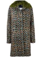 Maison Margiela Faux Fur Collar Coat, Women's, Size: 42, Green, Cotton/viscose/alpaca/virgin Wool