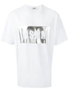 Msgm Metallic Logo Print T-shirt, Men's, Size: Small, White, Cotton