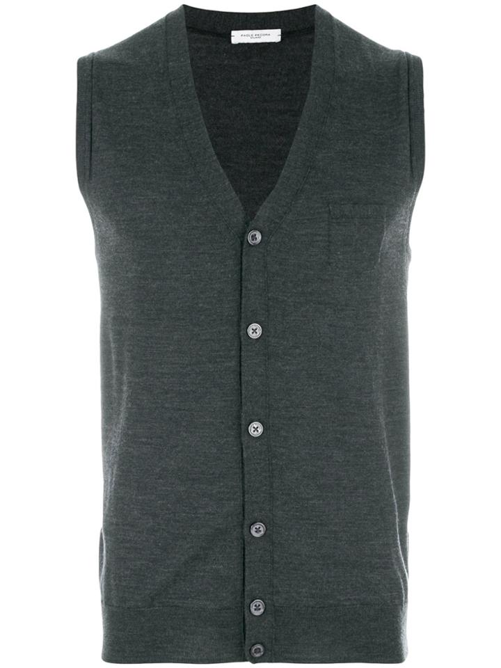 Paolo Pecora Sleeveless Cardigan - Grey