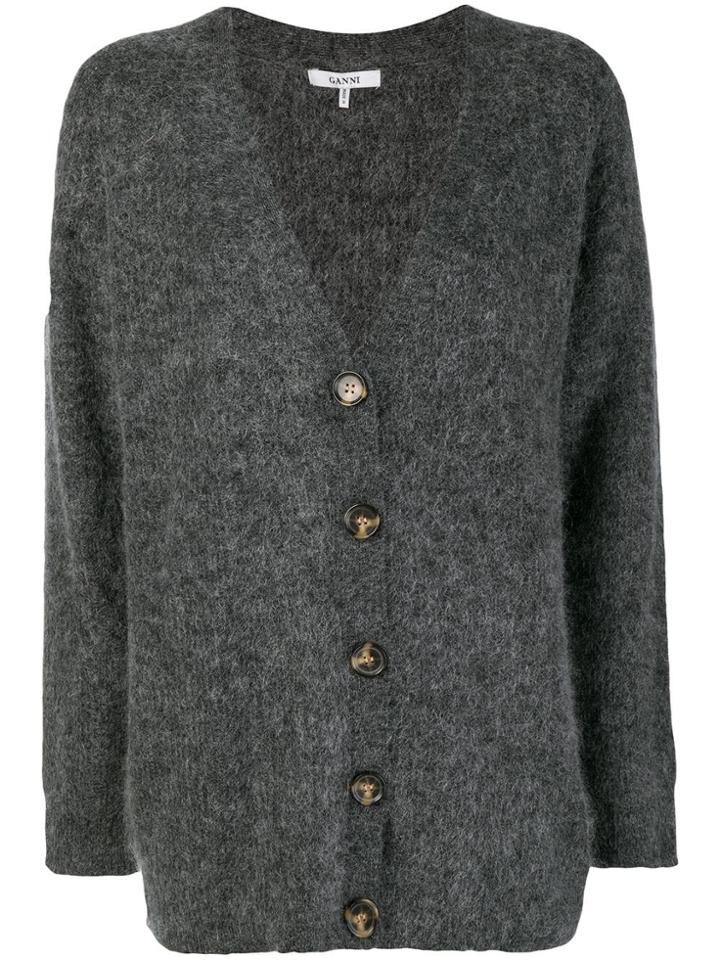 Ganni Knitted Buttoned Cardigan - Grey