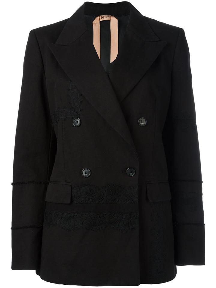 No21 Button Up Blazer, Women's, Size: 42, Black, Linen/flax/cotton/polyester