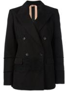 No21 Button Up Blazer, Women's, Size: 42, Black, Linen/flax/cotton/polyester