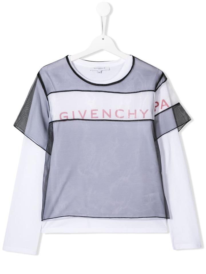Givenchy Kids Mesh Layered Top - White
