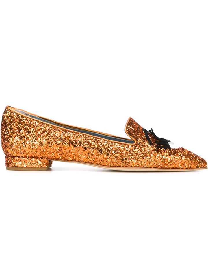 Chiara Ferragni Flirting Glitter Slippers, Women's, Size: 38, Yellow/orange, Leather/plastic