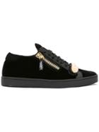 Giuseppe Zanotti Design Velvet Bar Buckle Sneakers - Black