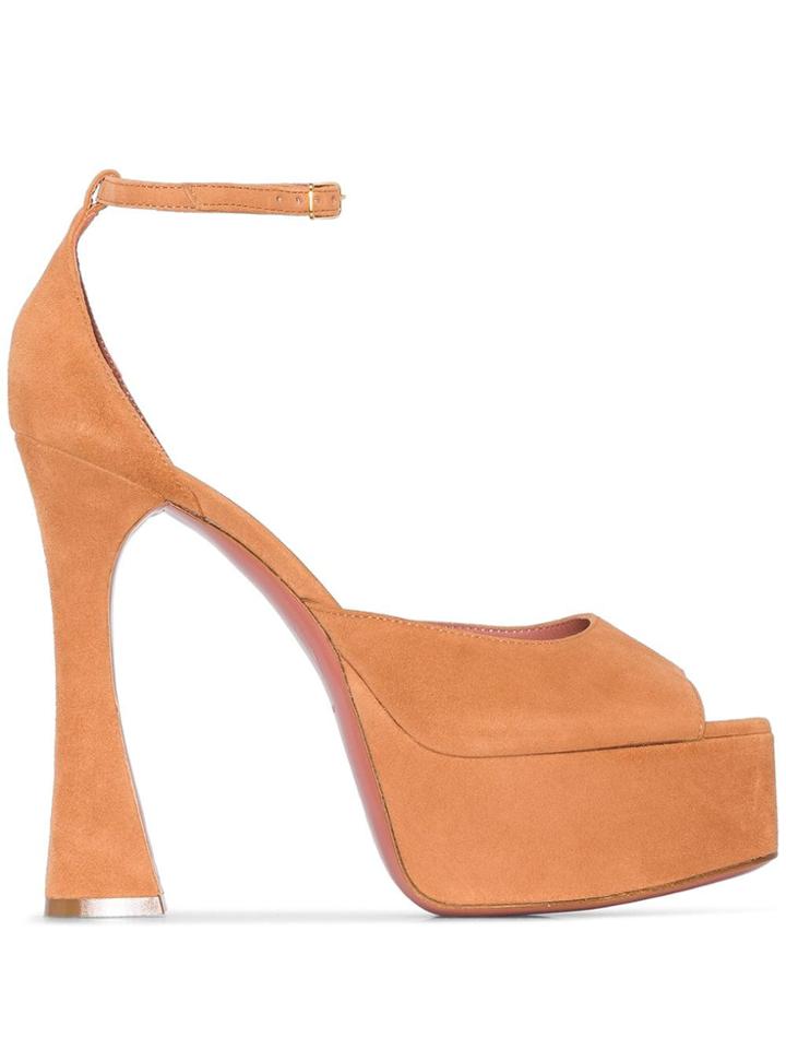 Amina Muaddi Bianca 140mm Platform Sandals - Brown