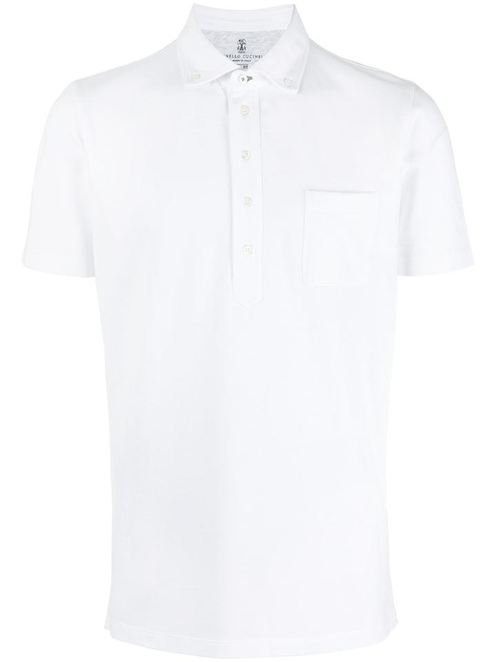 Brunello Cucinelli Patch Pocket Polo Shirt, Size: Large, White, Cotton