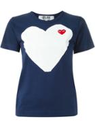 Heart Print T-shirt, Women's, Size: Xs, Blue, Cotton, Comme Des Garçons Play