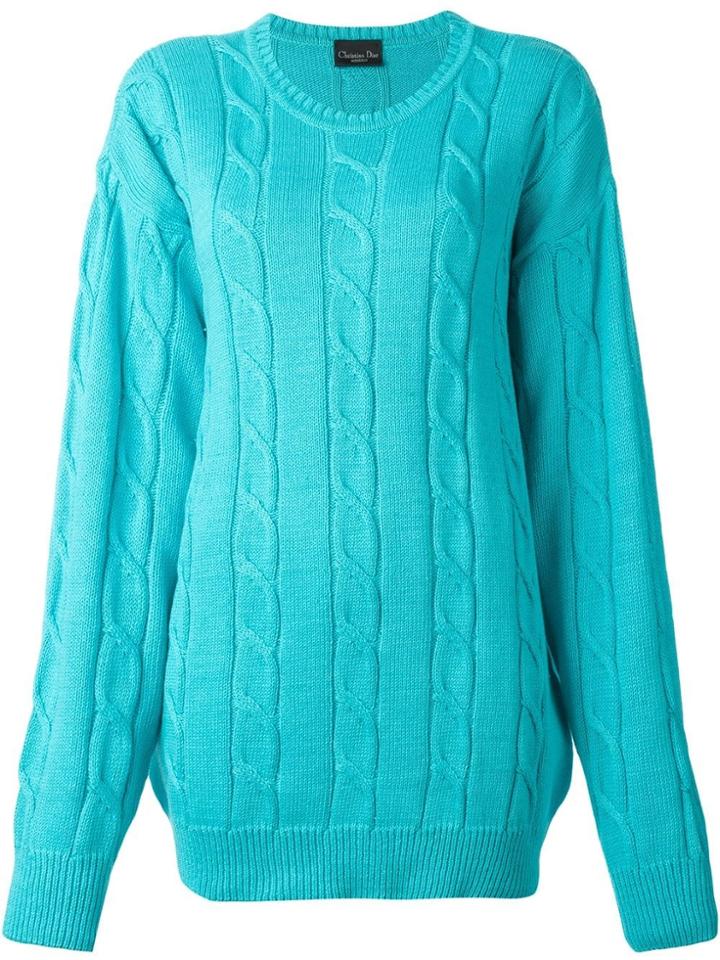 Christian Dior Vintage Cable Knit Sweater - Blue