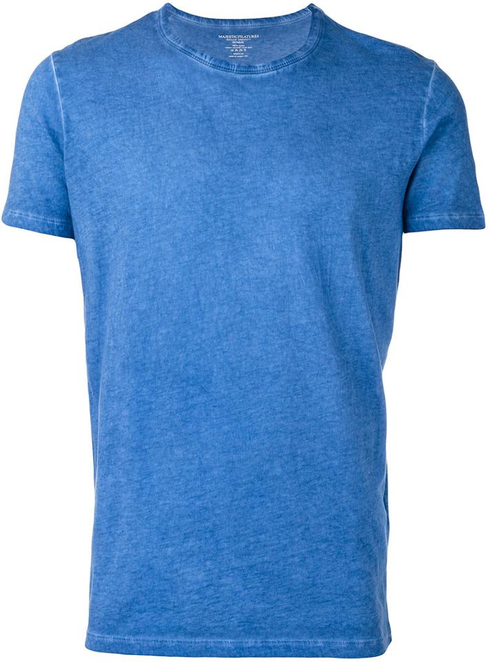 Majestic Filatures Crew Neck T-shirt, Men's, Size: Large, Blue, Cotton