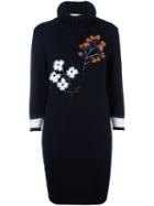 Fendi Mink Fur Branch Knit Dress, Women's, Size: 42, Blue, Cotton/mink Fur/polyamide/cashmere