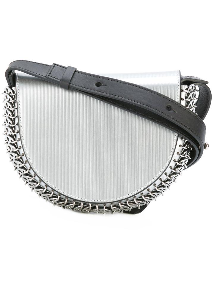 Paco Rabanne Chain Trimmed Shoulder Bag, Women's, Grey, Leather/metal